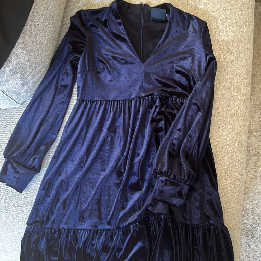 Blue velvet dress